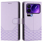 For Xiaomi 17 Pro Case Imprinted Honeycomb RFID Blocking Leather Phone Cover with Strap