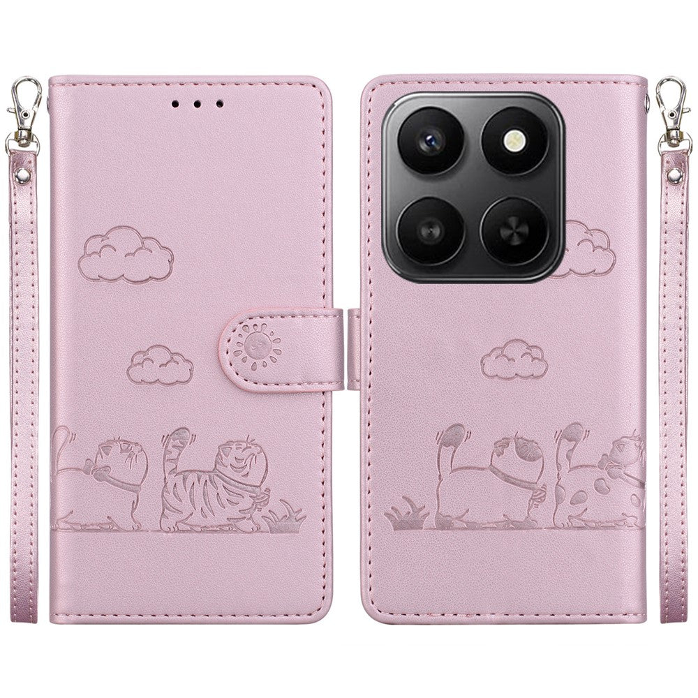 For Honor 400 Smart 5G / 4G / X7d 4G cover RFID-blokerende killingmønster TPU + PU-læder telefoncover med håndledsrem