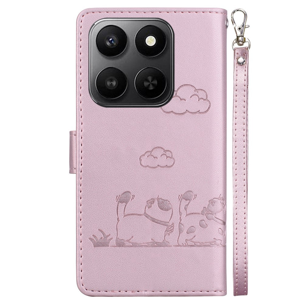 For Honor 400 Smart 5G / 4G / X7d 4G cover RFID-blokerende killingmønster TPU + PU-læder telefoncover med håndledsrem