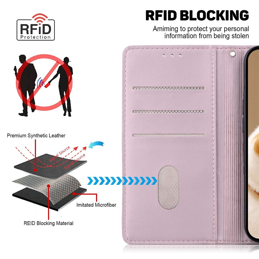 For Honor 400 Smart 5G / 4G / X7d 4G cover RFID-blokerende killingmønster TPU + PU-læder telefoncover med håndledsrem