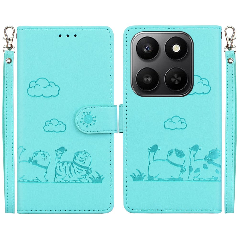 For Honor 400 Smart 5G / 4G / X7d 4G cover RFID-blokerende killingmønster TPU + PU-læder telefoncover med håndledsrem