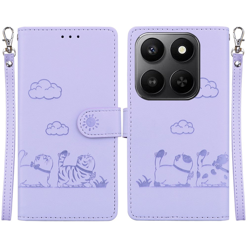 For Honor 400 Smart 5G / 4G / X7d 4G cover RFID-blokerende killingmønster TPU + PU-læder telefoncover med håndledsrem
