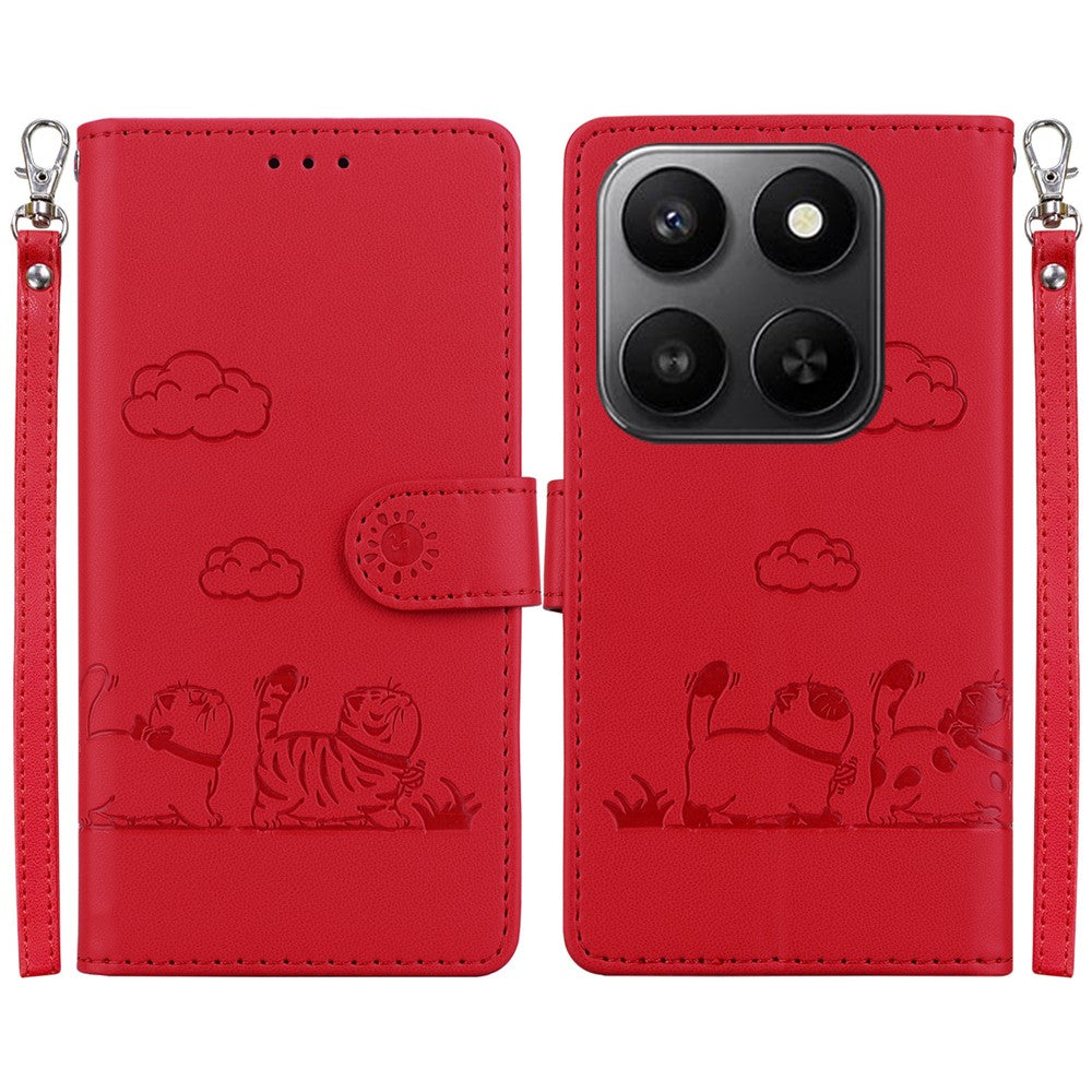 For Honor 400 Smart 5G / 4G / X7d 4G cover RFID-blokerende killingmønster TPU + PU-læder telefoncover med håndledsrem
