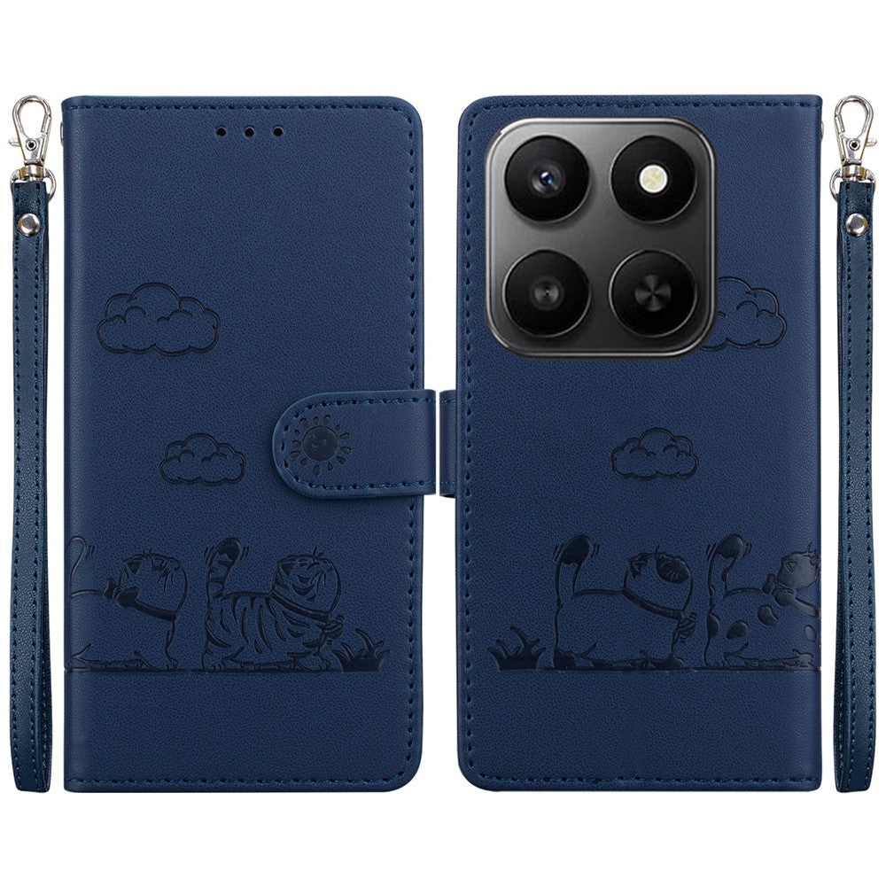 For Honor 400 Smart 5G / 4G / X7d 4G cover RFID-blokerende killingmønster TPU + PU-læder telefoncover med håndledsrem