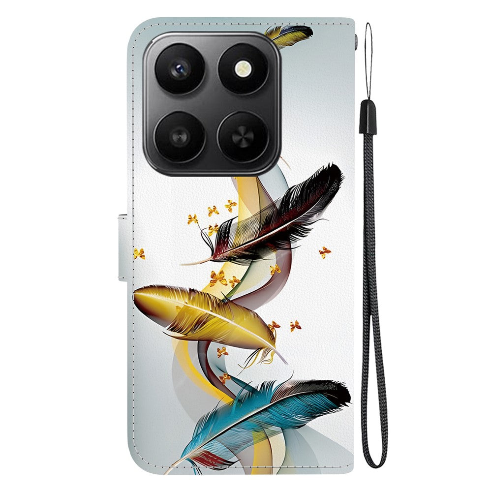 For Honor 400 Smart 5G / 4G / X7d 4G Cover, Mønsterprintet Flip Wallet Telefoncover i Læder med Snor