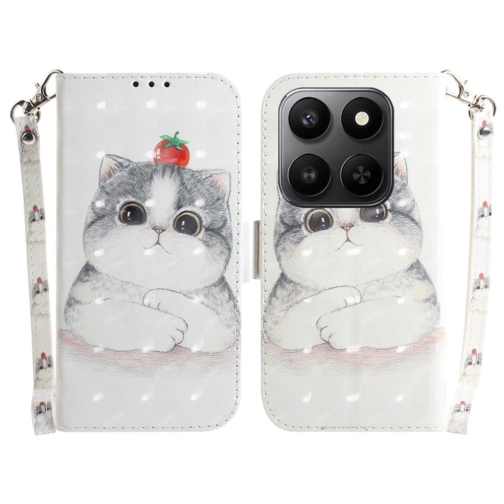 For Honor 400 Smart 5G / 4G / X7d 4G Cover med mønsterprint, læderpung og håndrem