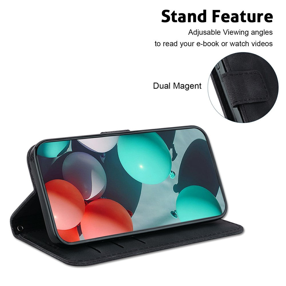 Til Honor 400 Smart 5G / 4G / X7d 4G Stand-etui med 7-formet mønsterpræget lædertelefoncover med rem