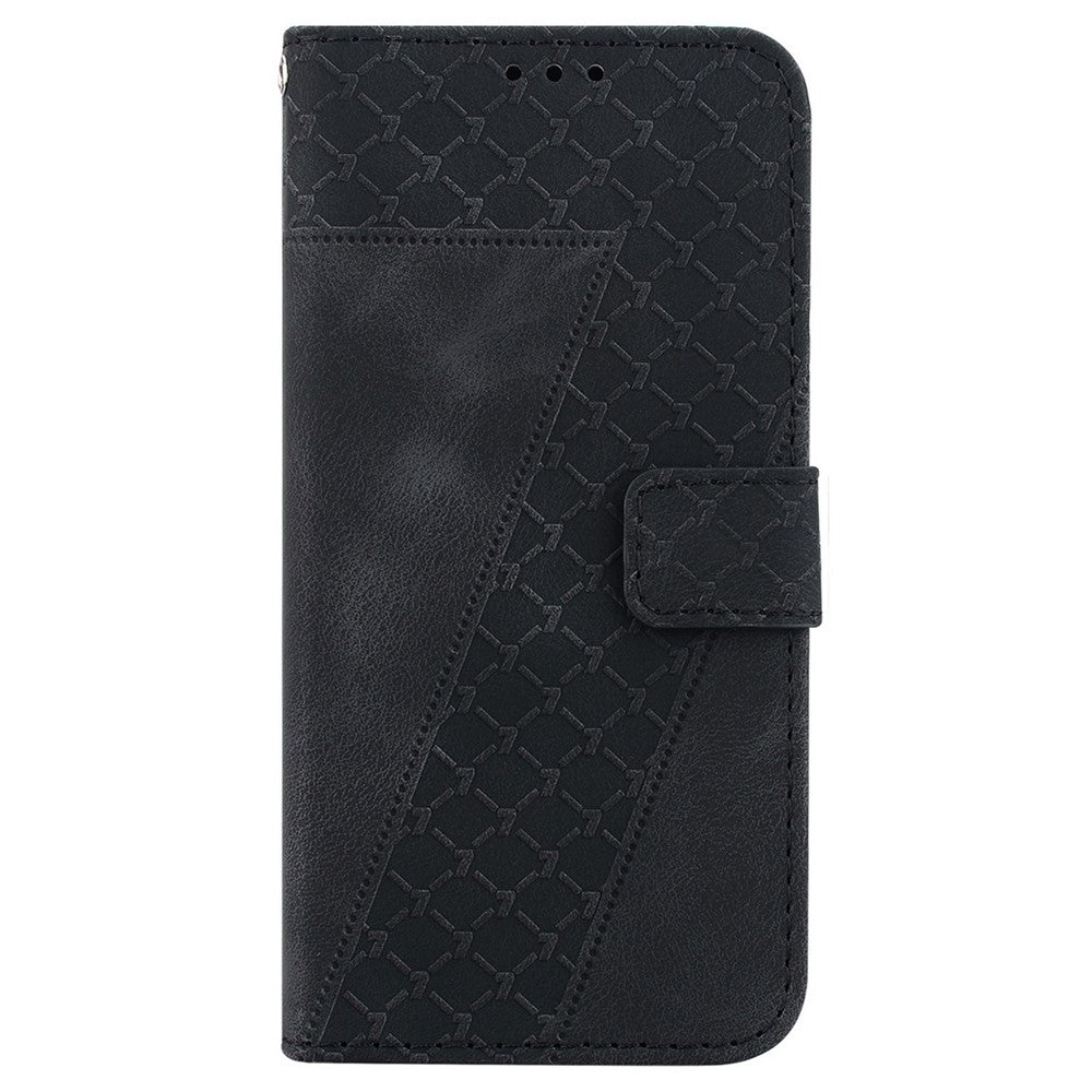 Til Honor 400 Smart 5G / 4G / X7d 4G Stand-etui med 7-formet mønsterpræget lædertelefoncover med rem