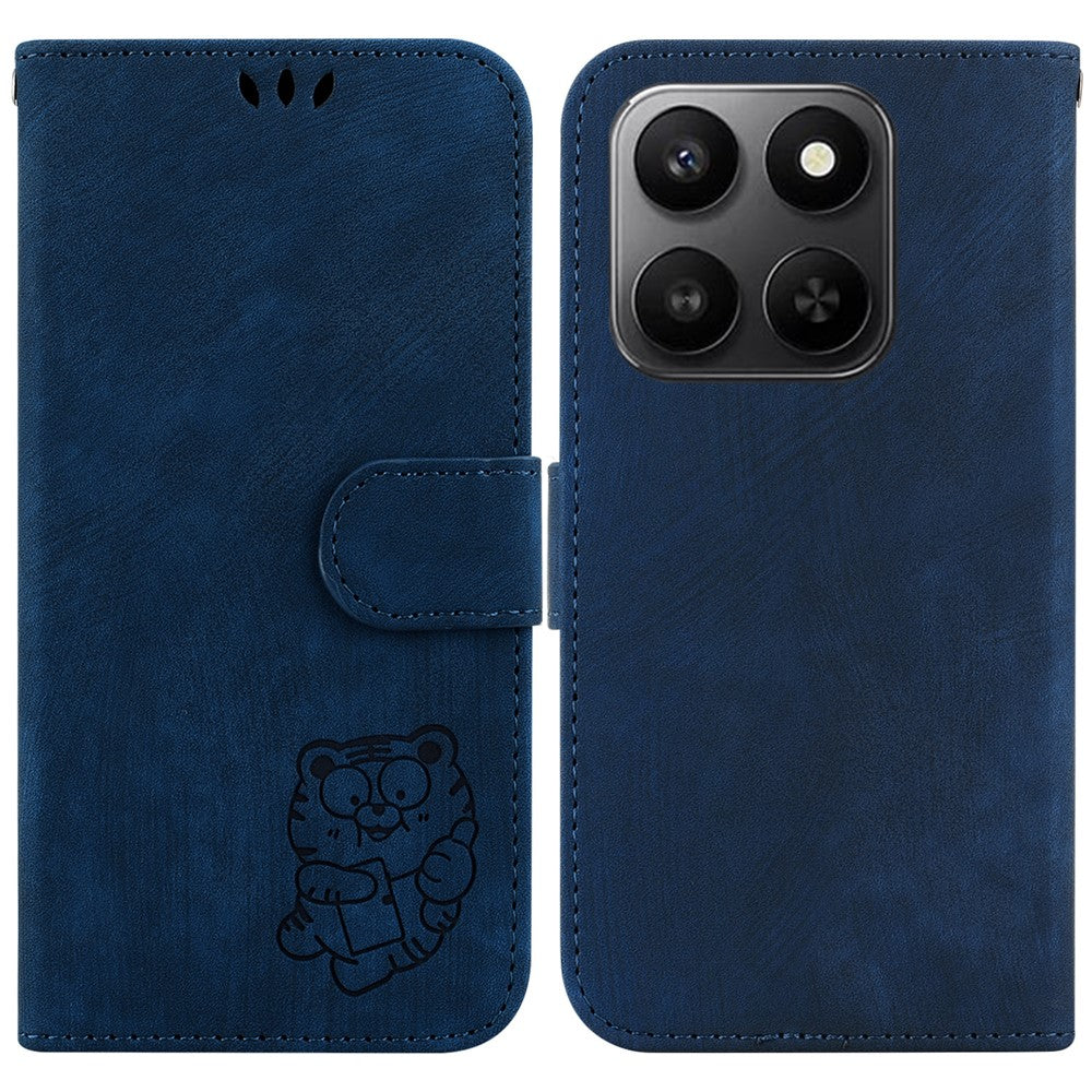 For Honor 400 Smart 5G / 4G / X7d 4G Pung Etui Tigerpræget Læder Stødsikkert Telefoncover med Håndrem