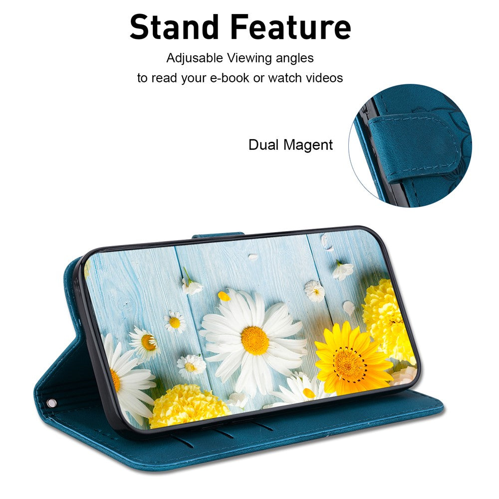 For Honor 400 Smart 5G / 4G / X7d 4G Stand Case Lily Flower Imprint Leather Phone Cover with Wrist Strap