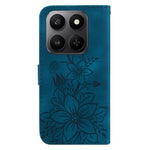 For Honor 400 Smart 5G / 4G / X7d 4G Stand Case Lily Flower Imprint Leather Phone Cover with Wrist Strap