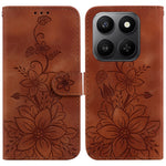 For Honor 400 Smart 5G / 4G / X7d 4G Stand Case Lily Flower Imprint Leather Phone Cover with Wrist Strap
