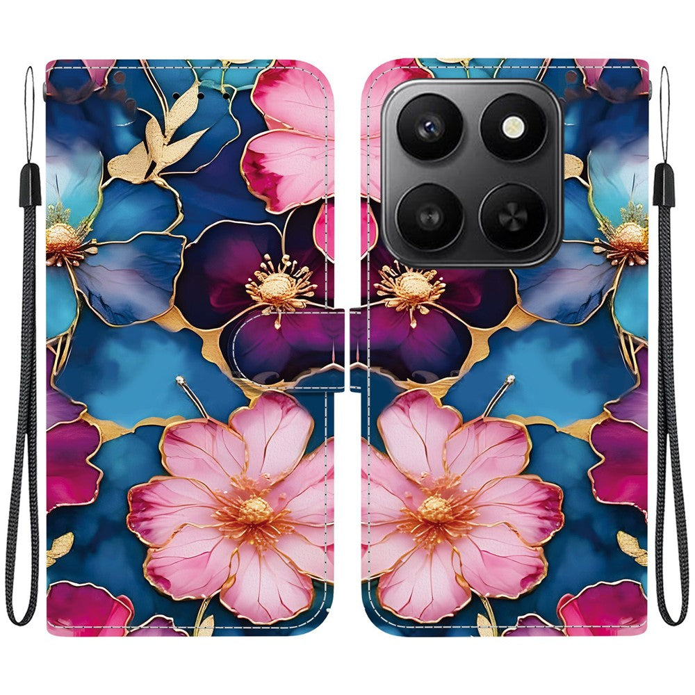 For Honor 400 Smart 5G / 4G / X7d 4G Pung Etui med Mønsterprint og Strop