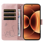 For Xiaomi 17 Pro Max Case Cat Pattern Imprint Leather Phone Cover with Wrist Strap