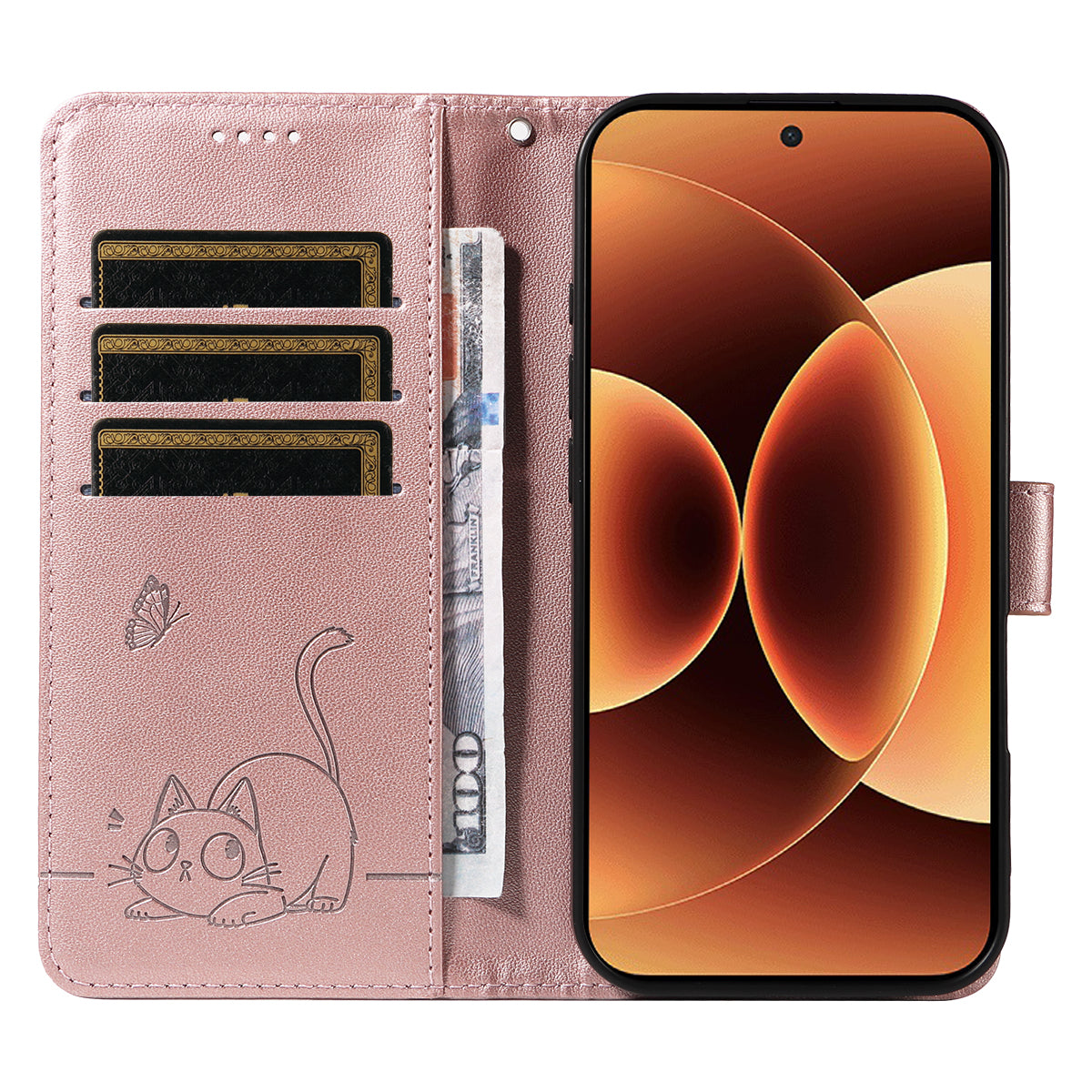 For Xiaomi 17 Pro Max Case Cat Pattern Imprint Leather Phone Cover with Wrist Strap