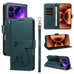For Xiaomi 17 Pro Max Case Cat Pattern Imprint Leather Phone Cover with Wrist Strap