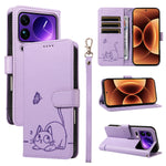 For Xiaomi 17 Pro Max Case Cat Pattern Imprint Leather Phone Cover with Wrist Strap