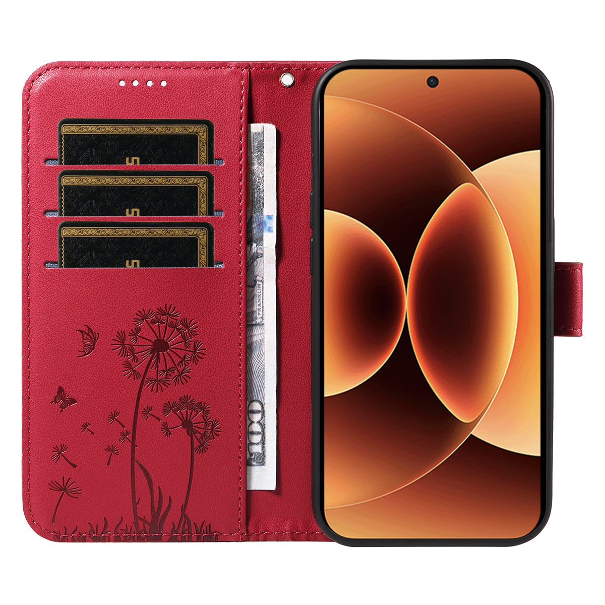 For Xiaomi 17 Pro Max Leather Wallet Case with Strap Dandelion Imprint Phone Stand Cover
