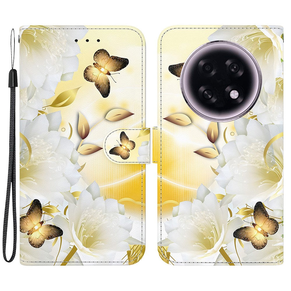 For Oppo F31 Pro+ 5G  /  A6 GT 5G Wallet Phone Case Anti-Drop Pattern Printing Leather Flip Cover with Strap