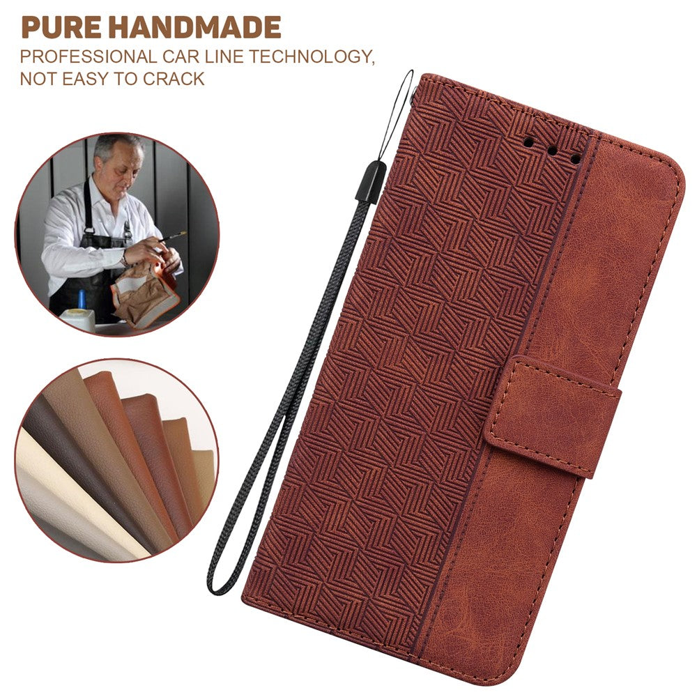 For Oppo F31 Pro+ 5G  /  A6 GT 5G Case Geometry Pattern Leather Wallet Phone Cover with Wrist Strap