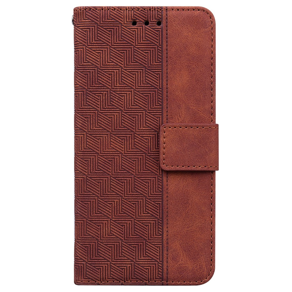 For Oppo F31 Pro+ 5G  /  A6 GT 5G Case Geometry Pattern Leather Wallet Phone Cover with Wrist Strap