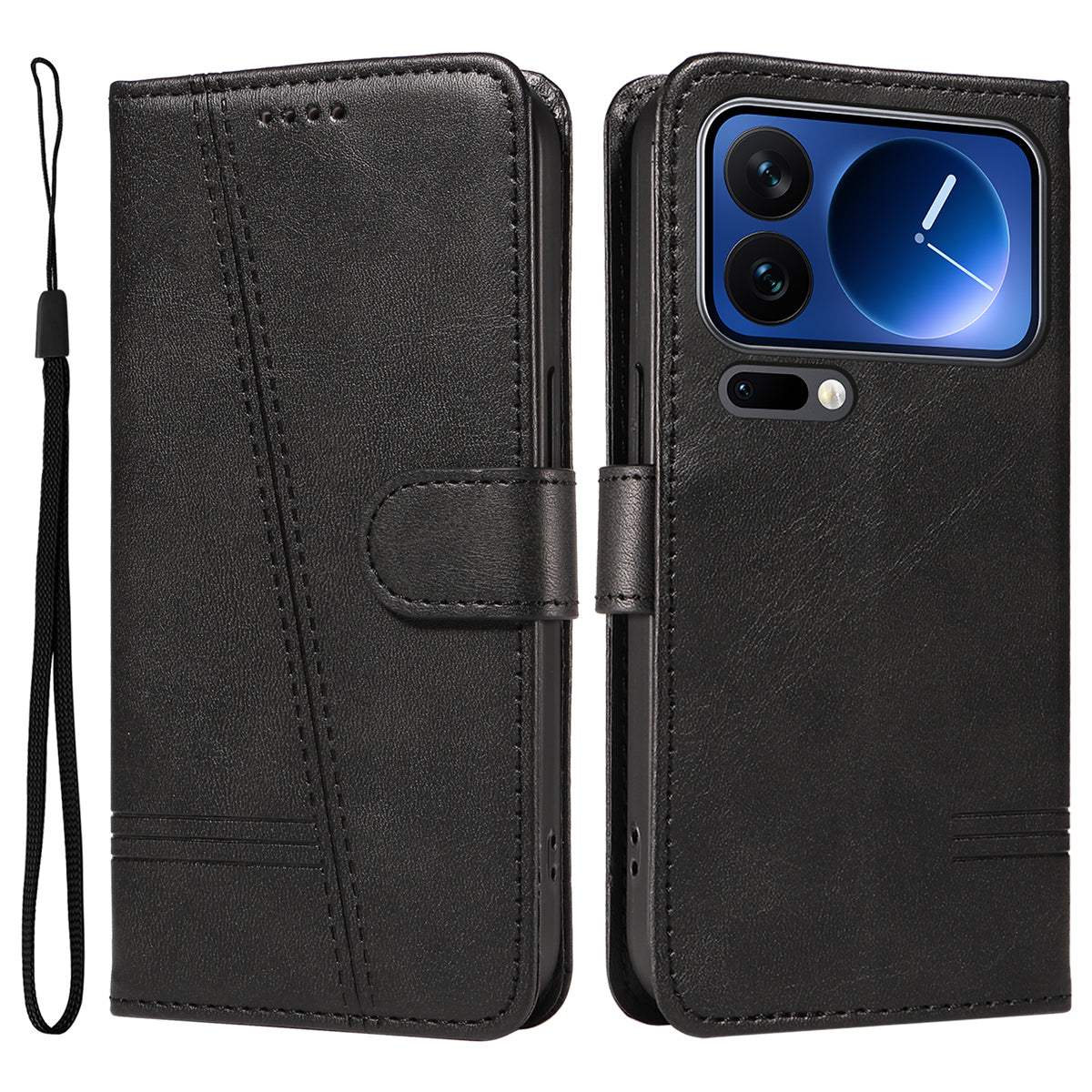 For Xiaomi 17 Pro Wallet Case T-Shape Lines Leather Phone Cover Stand
