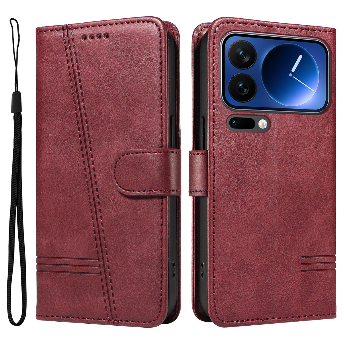 For Xiaomi 17 Pro Wallet Case T-Shape Lines Leather Phone Cover Stand