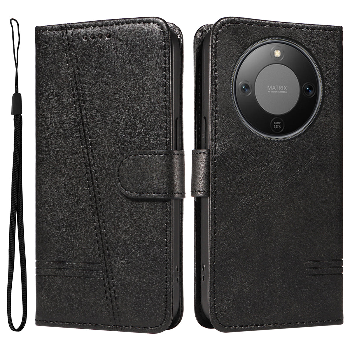 For Honor Magic8 Lite 5G / X9d 5G / X70 5G Wallet Case T-Shape Lines Leather Phone Cover Stand