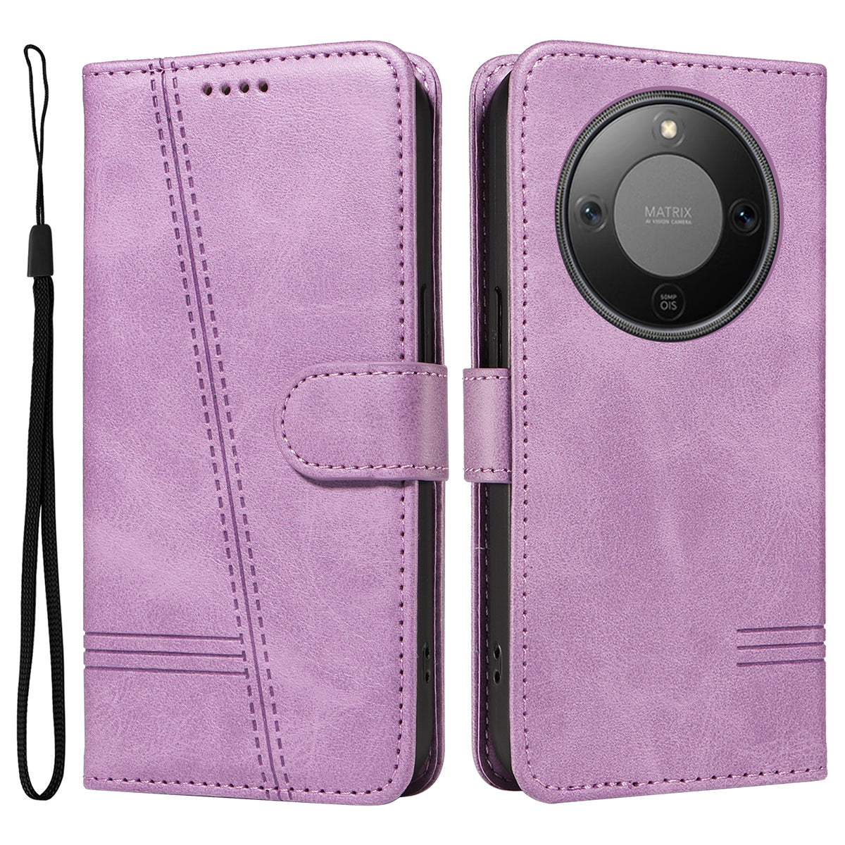 For Honor Magic8 Lite 5G / X9d 5G / X70 5G Wallet Case T-Shape Lines Leather Phone Cover Stand