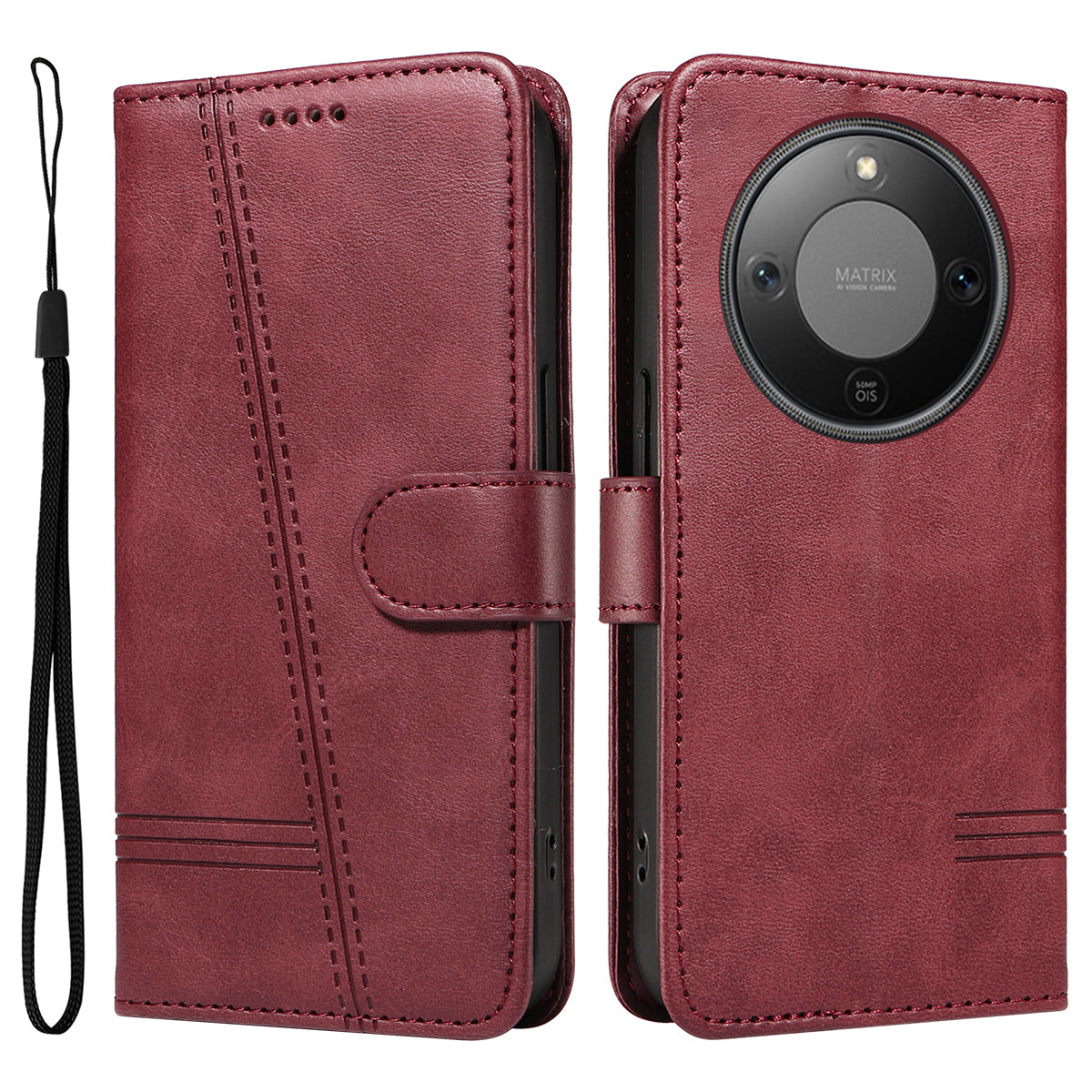 For Honor Magic8 Lite 5G / X9d 5G / X70 5G Wallet Case T-Shape Lines Leather Phone Cover Stand