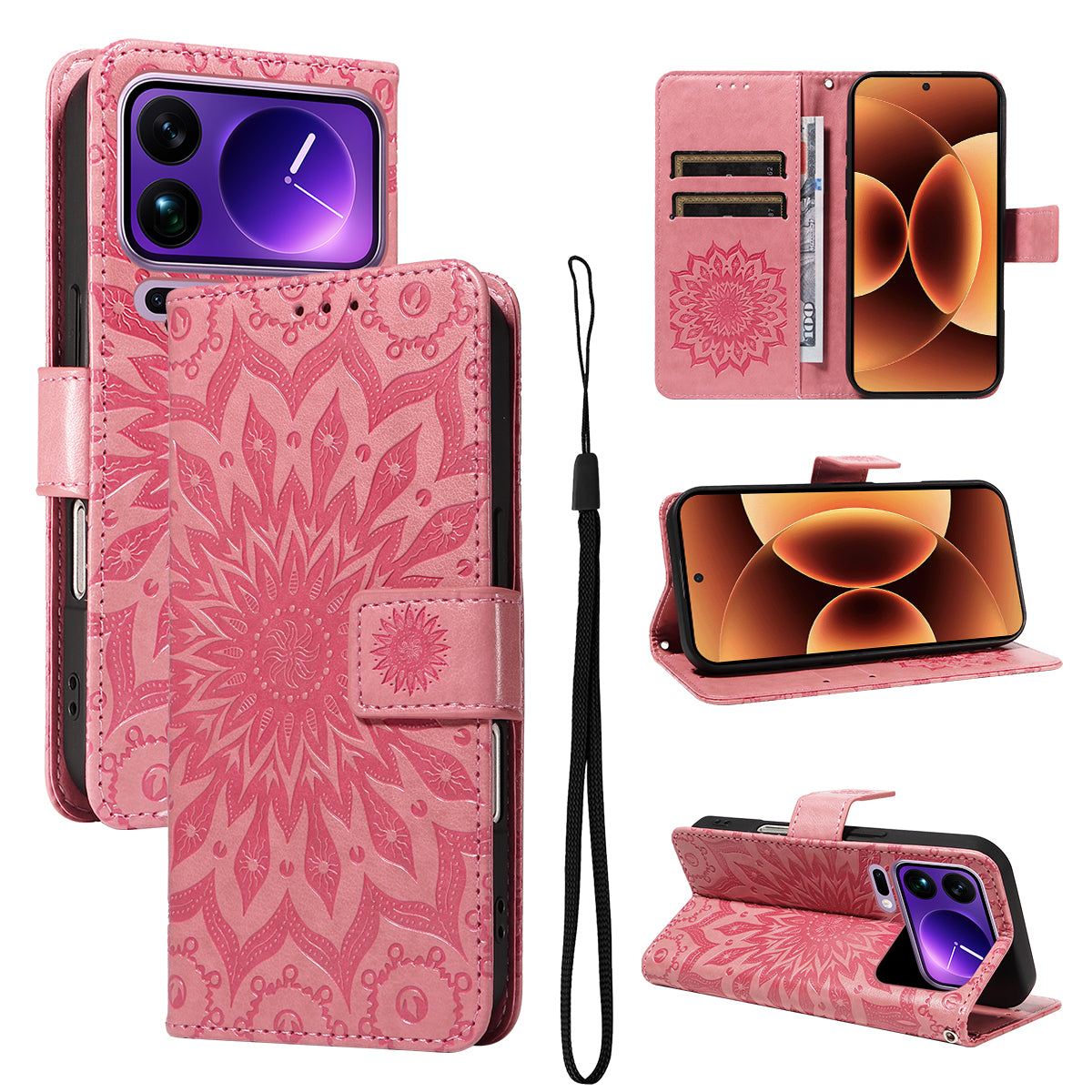 For Xiaomi 17 Pro Max Leather Wallet Case Sunflower Imprinted Phone Cover