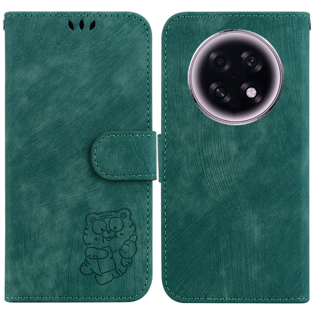 For Oppo F31 Pro+ 5G  /  A6 GT 5G Wallet Case Tiger Imprint Leather Shockproof Phone Cover with Wrist Strap