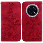 For Oppo F31 Pro+ 5G  /  A6 GT 5G Stand Case Lily Flower Imprint Leather Phone Cover with Wrist Strap