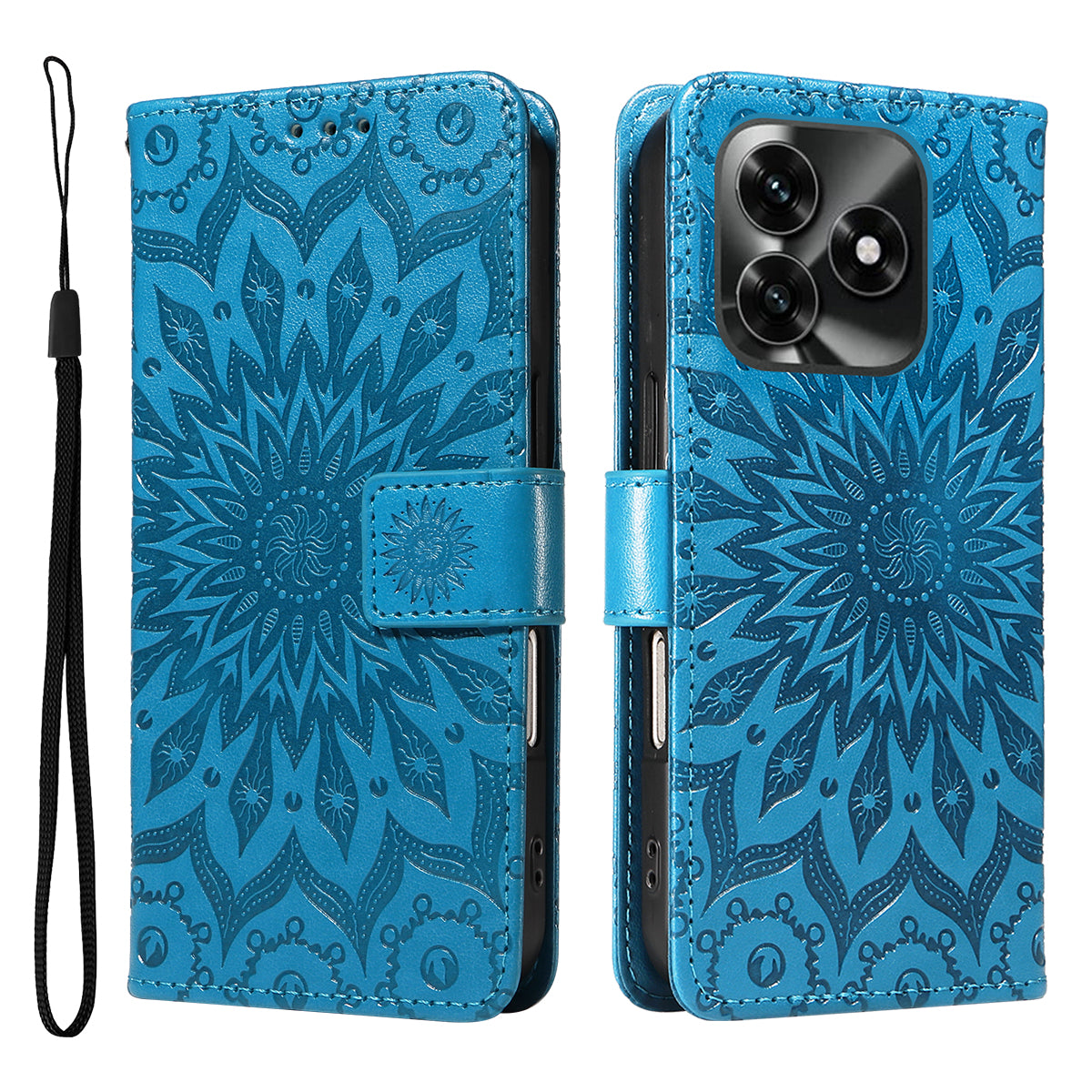 Til Honor X5c Plus 4G Læderpung Etui Solsikke-Præget Telefoncover