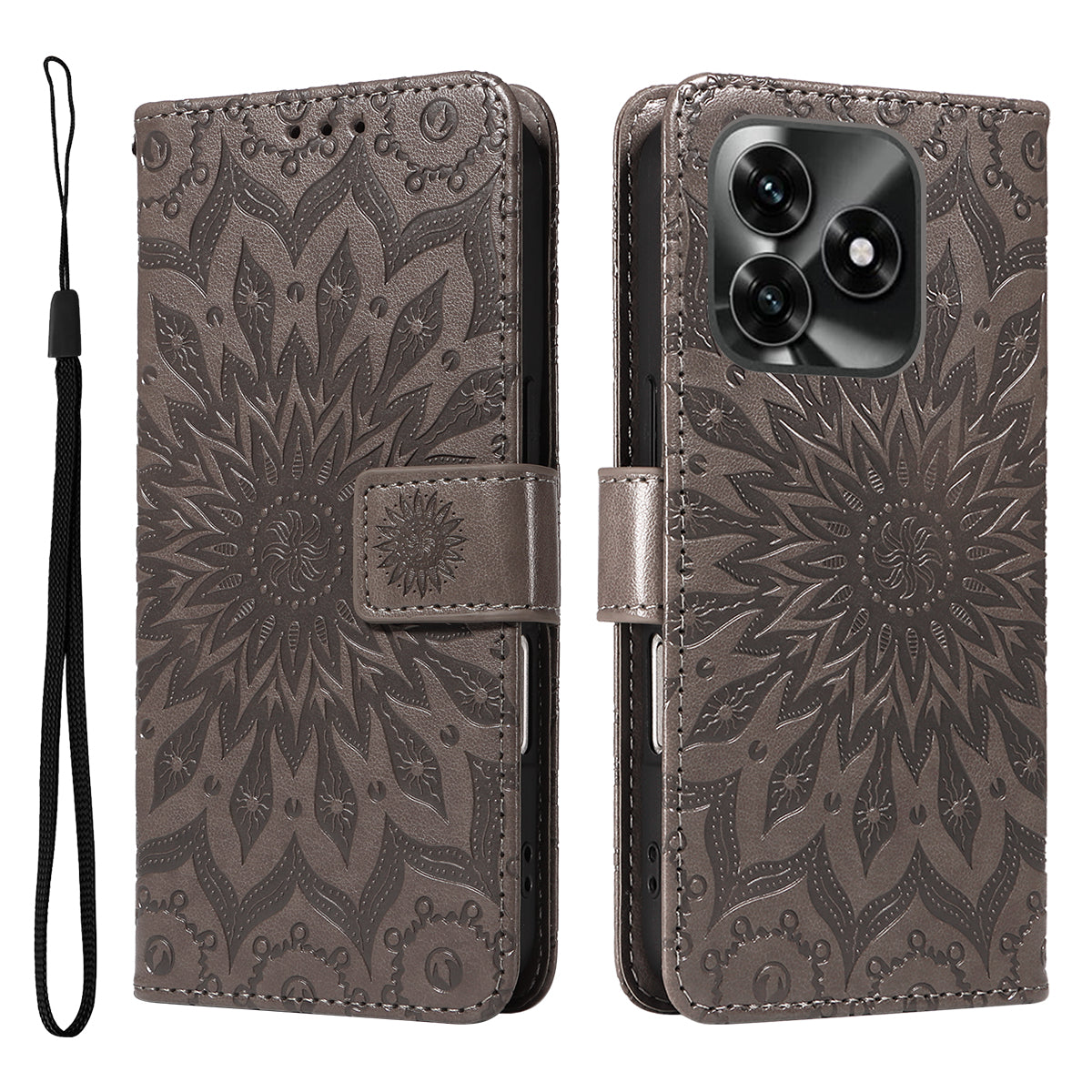 Til Honor X5c Plus 4G Læderpung Etui Solsikke-Præget Telefoncover