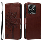 For Honor X5c Plus 4G Phone Case with Stand Cat Tree Pattern Leather Wallet Mobile Cover