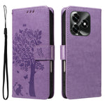 For Honor X5c Plus 4G Phone Case with Stand Cat Tree Pattern Leather Wallet Mobile Cover