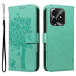 For Honor X5c Plus 4G Phone Case with Stand Cat Tree Pattern Leather Wallet Mobile Cover