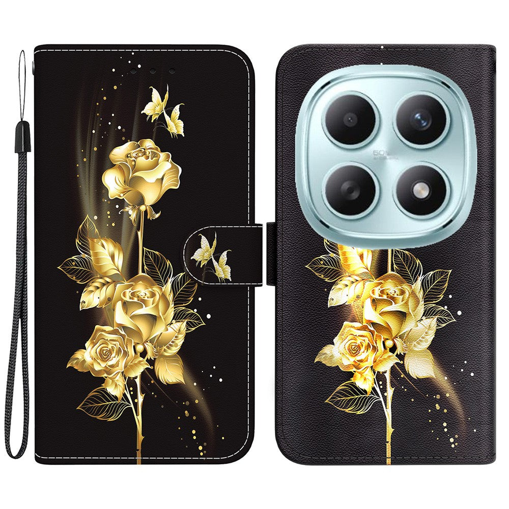 For Xiaomi Poco M8 5G / Redmi Note 15 5G (Global) Wallet Phone Case Anti-Drop Pattern Printing Leather Flip Cover with Strap