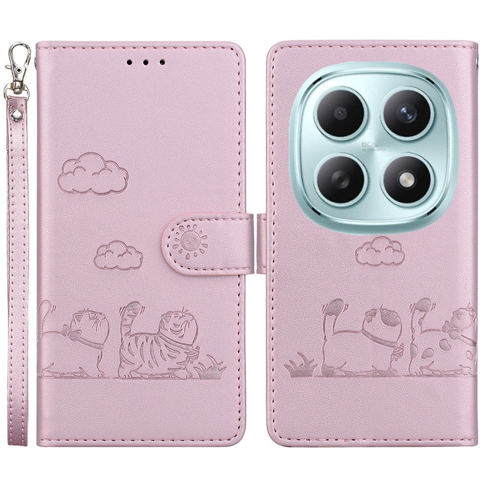 For Xiaomi Poco M8 5G / Redmi Note 15 5G (Global) Case RFID Blocking Kitten Pattern TPU + PU Leather Phone Cover with Wrist Strap