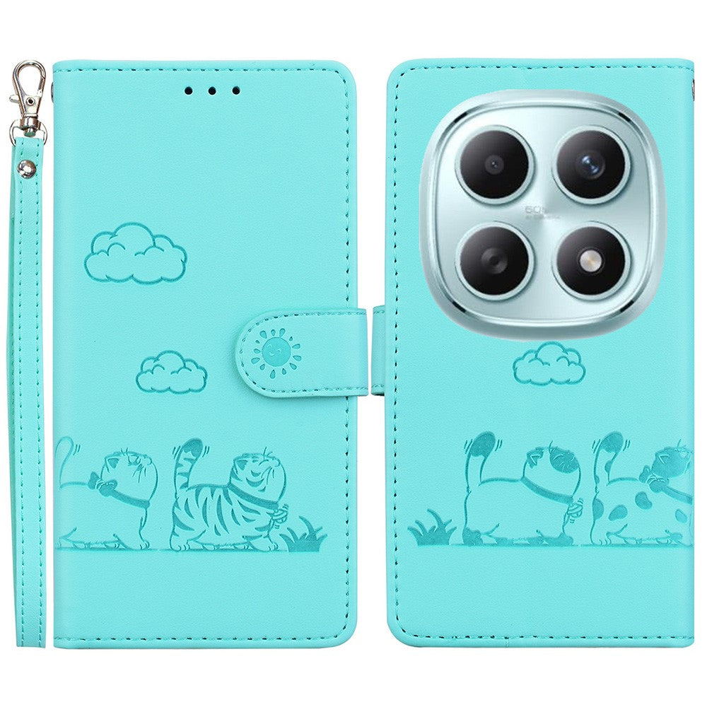 For Xiaomi Poco M8 5G / Redmi Note 15 5G (Global) Case RFID Blocking Kitten Pattern TPU + PU Leather Phone Cover with Wrist Strap