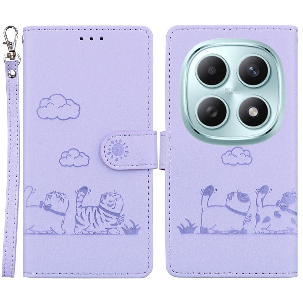 For Xiaomi Poco M8 5G / Redmi Note 15 5G (Global) Case RFID Blocking Kitten Pattern TPU + PU Leather Phone Cover with Wrist Strap