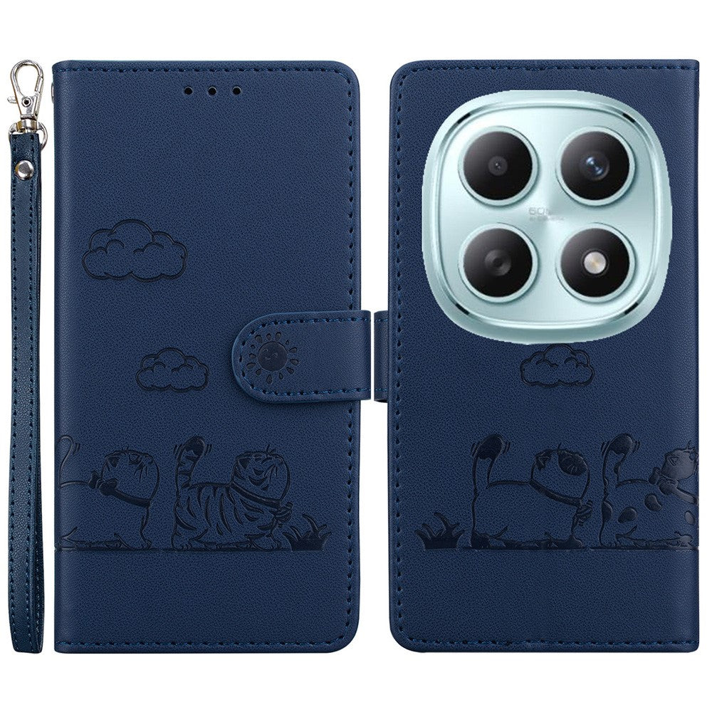 For Xiaomi Poco M8 5G / Redmi Note 15 5G (Global) Case RFID Blocking Kitten Pattern TPU + PU Leather Phone Cover with Wrist Strap