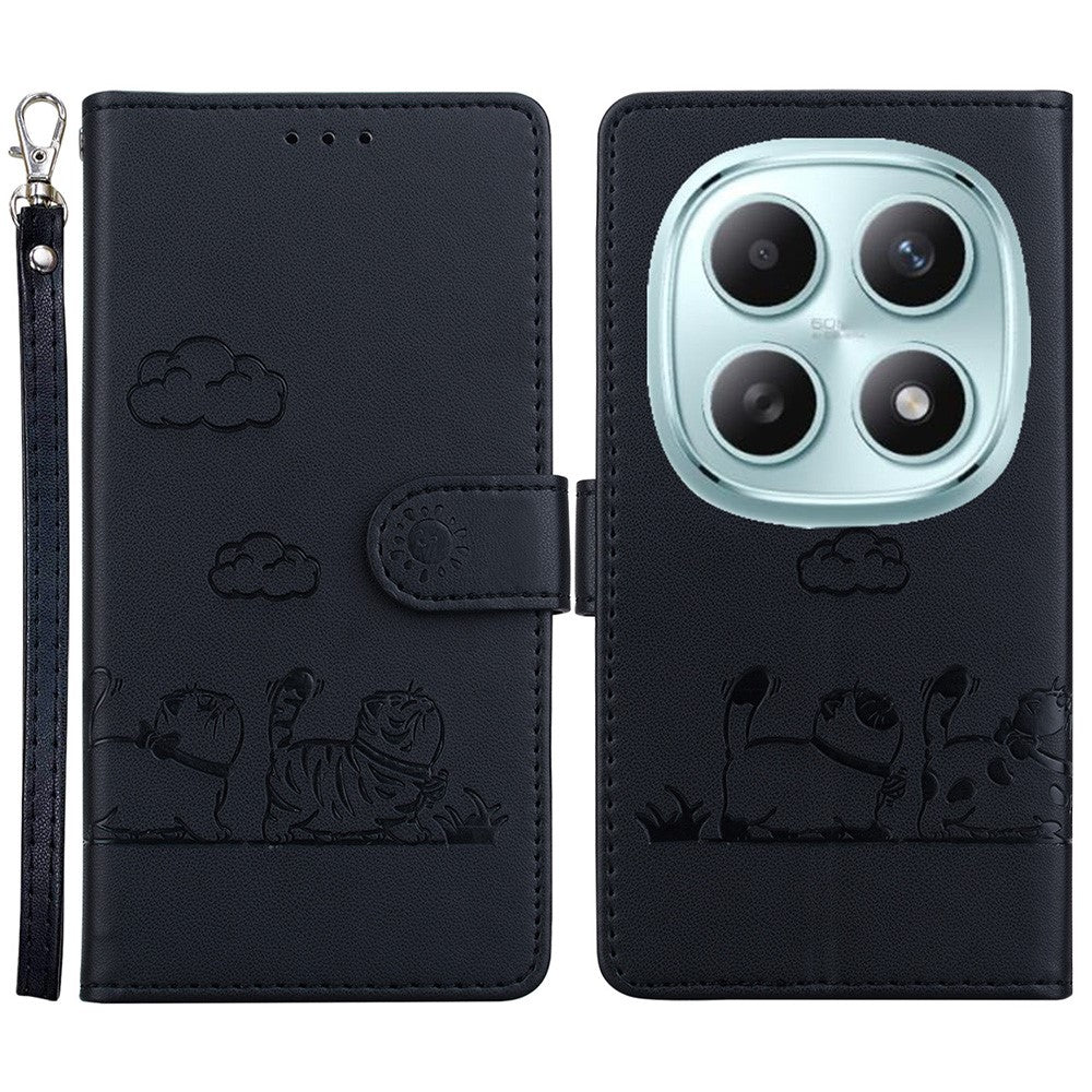 For Xiaomi Poco M8 5G / Redmi Note 15 5G (Global) Case RFID Blocking Kitten Pattern TPU + PU Leather Phone Cover with Wrist Strap