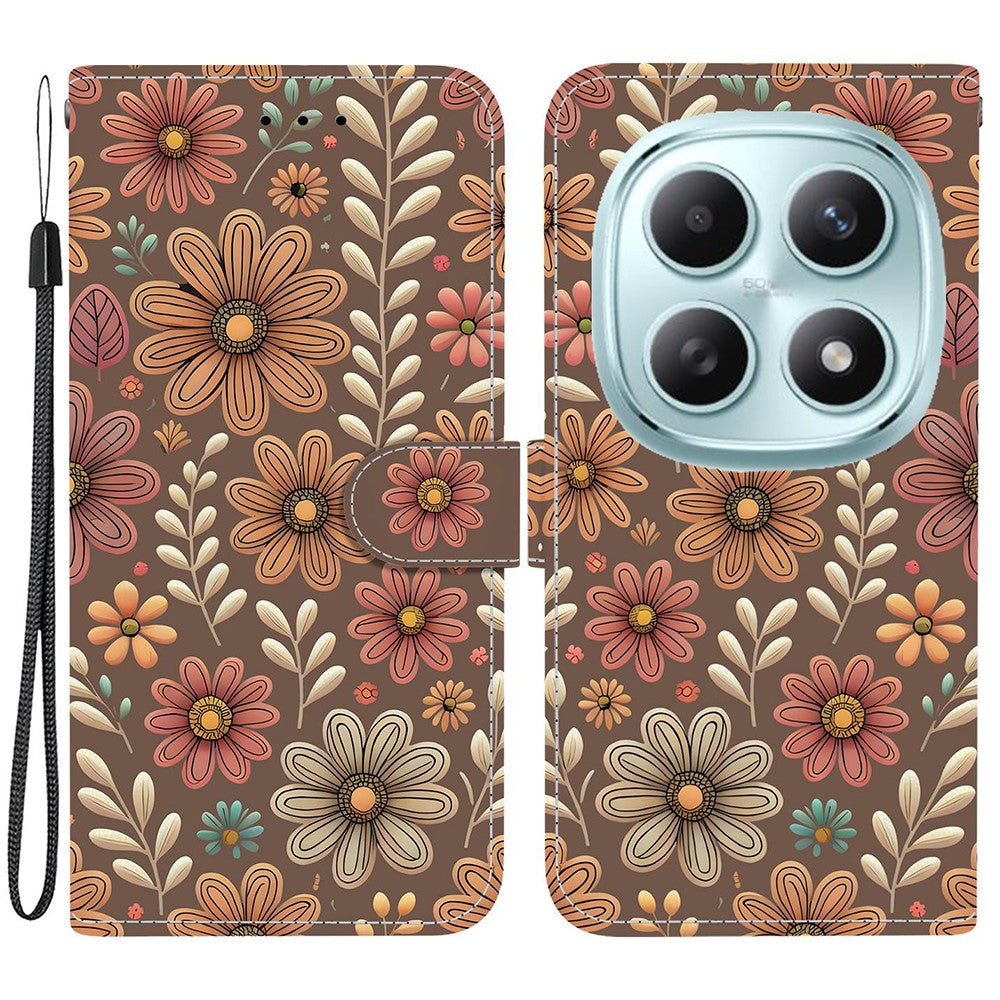 For Xiaomi Poco M8 5G / Redmi Note 15 5G (Global) Wallet Case Pattern Printing Leather Stand Phone Cover with Strap