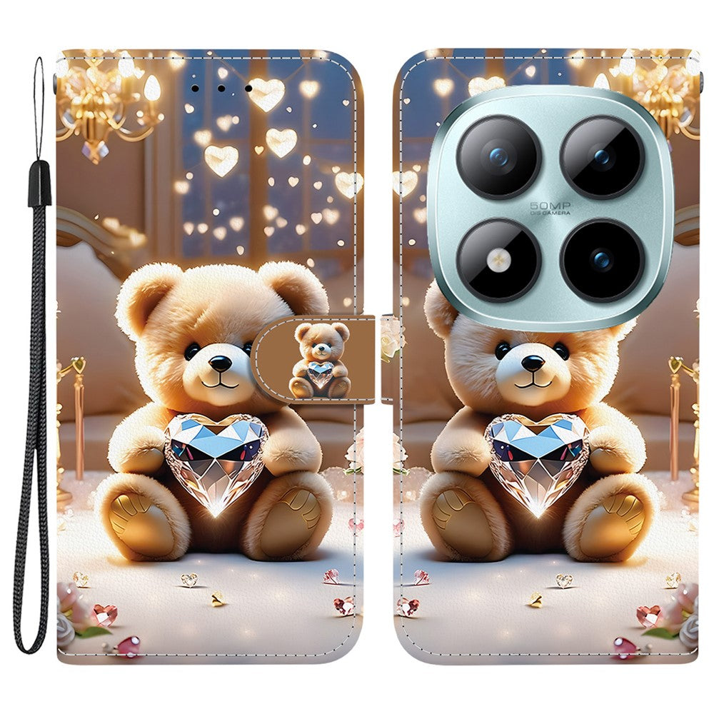 For Xiaomi Redmi Note 15 Pro 5G (Global) Leather Case Stand Wallet Pattern Printing Phone Cover with Wrist Strap