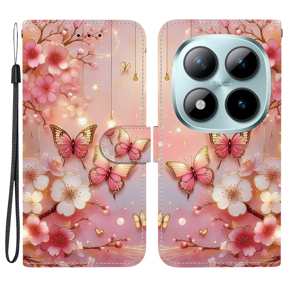 For Xiaomi Redmi Note 15 Pro 5G (Global) Leather Case Stand Wallet Pattern Printing Phone Cover with Wrist Strap