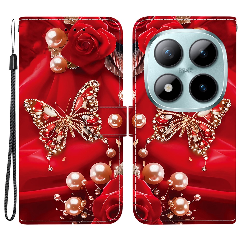 For Xiaomi Redmi Note 15 Pro 5G (Global) Leather Case Stand Wallet Pattern Printing Phone Cover with Wrist Strap