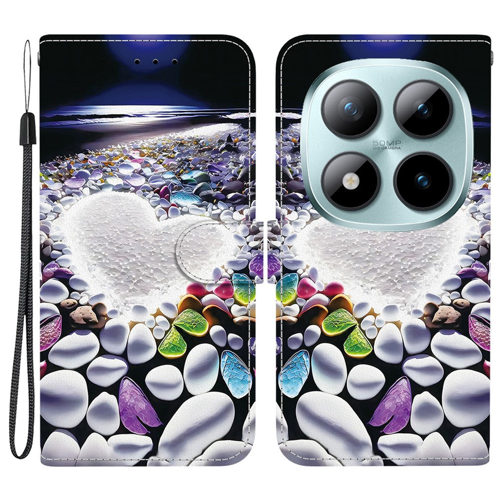 For Xiaomi Poco M8 Pro 5G / Redmi Note 15 Pro+ 5G (Global) Case Pattern Printing Leather Flip Wallet Phone Cover with Lanyard