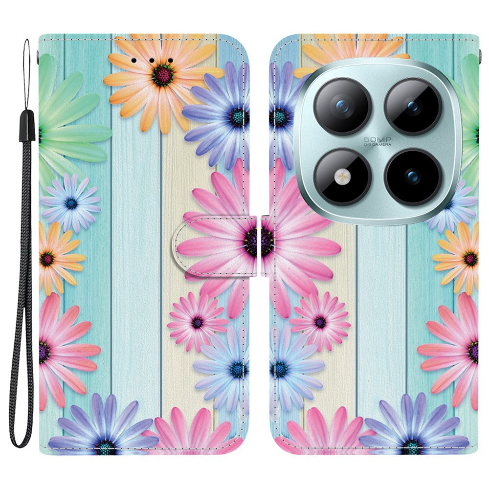 For Xiaomi Poco M8 Pro 5G / Redmi Note 15 Pro+ 5G (Global) Case Pattern Printing Leather Flip Wallet Phone Cover with Lanyard